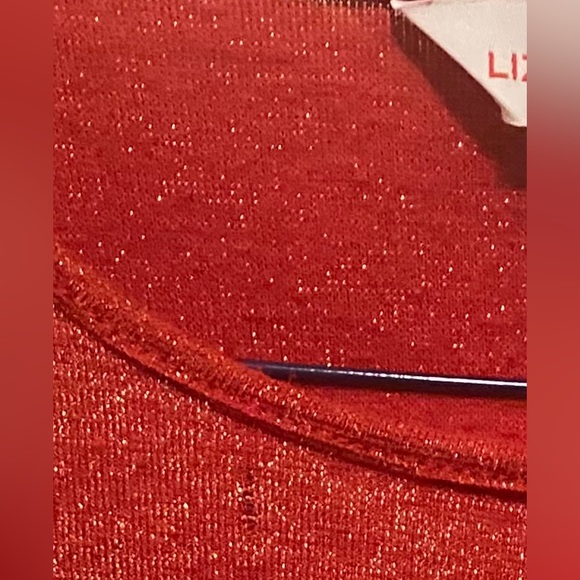 Beautiful Liz Claiborne Red Gold Sparkles Blouse XXL - Picture 9 of 9